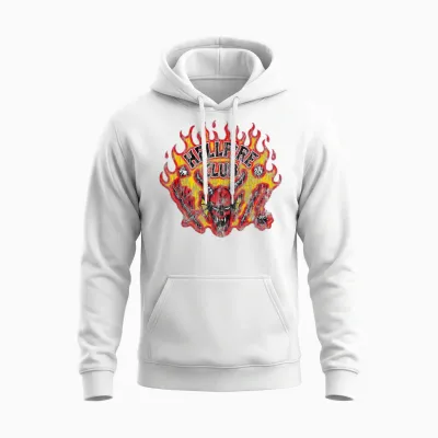 Stranger Things Hellfire Flames Unisex Hoodie - White