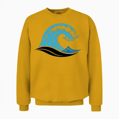 Blue Ocean Wave Cresting with T-Shirt White Foa Unisex Sweatshirt - Gold
