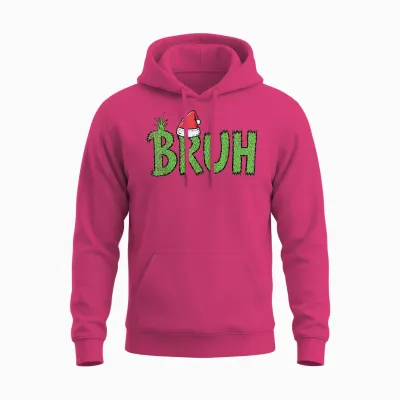 Christmas Bruh Santa Hat Funny Xmas Meme Humor Men Women Kid Unisex Hoodie - Heliconia