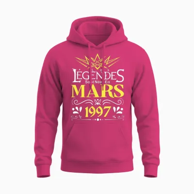 Legends Are Born in March 1997 Birthday Gift T-Shirt, Black, S Unisex Hoodie - Heliconia