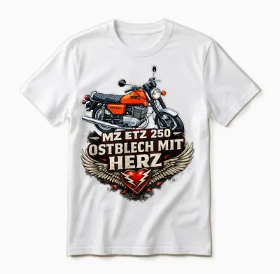 Mz Etz 250 Mofa Kult Motorrad Ddr Klassiker Retro Design Unisex T-Shirt - White