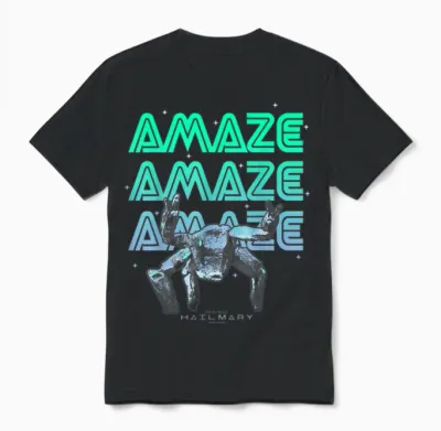 Project Hail Mary Amazing Rocky the Alien Neon Portrait Unisex T-Shirt - Black