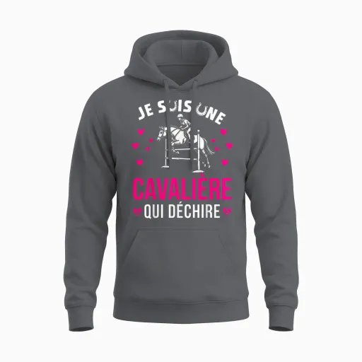 Girl Riding Horse Je Suis Une Rider Qui Déchire T-Shirt, Black, S Unisex Hoodie - Charcoal