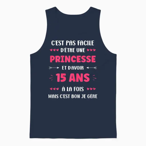 Teen Princess Birthday 15 Years Funny Girl 15 Years T-Shirt, Black, Female X-Small Unisex Tank Top - Navy
