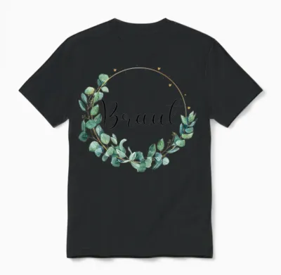 Bride to Be Stag Night Wedding Eucalyptus T-Shirt, White Unisex T-Shirt - Black