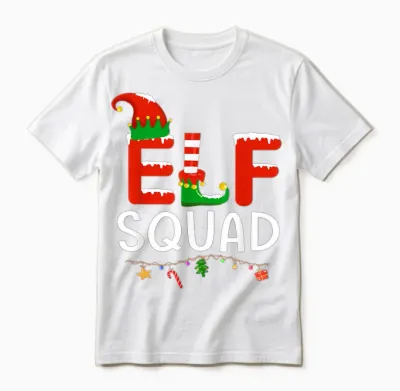 Elf Family Christmas Matching Pajamas Men Women Elf Squad Unisex T-Shirt - White