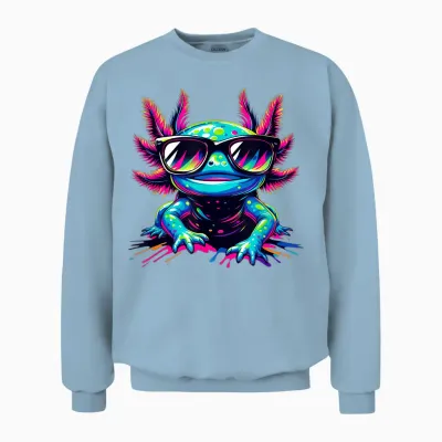Cooles Axolotl Mit Sonnenbrille Buntes Motiv Axolotl Unisex Sweatshirt - Light Blue
