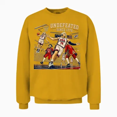 George Washington Play Basketball Usa Undefeated Since 1776 Unisex Sweatshirt - Gold