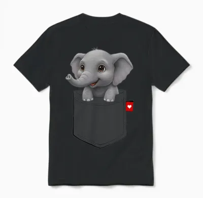 Elefant in Der Tasche Guckt Süßer Tier-Elefant Unisex T-Shirt - Black