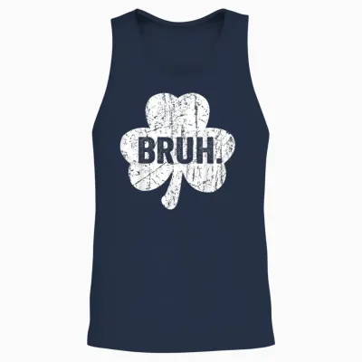 Bruh Meme Funny Saying Bro Greeting Teen Boy St Patricks Day Unisex Tank Top - Navy