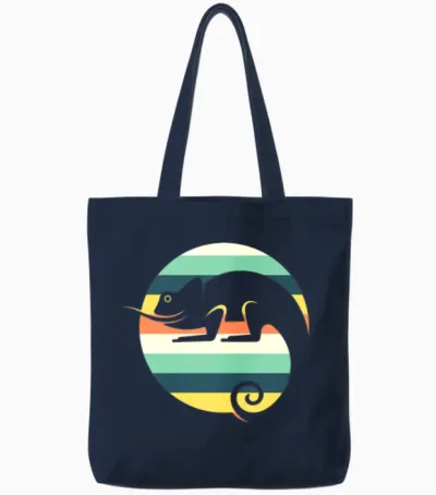 Vintage Retro Sunset Chameleon Tote Bags - Navy