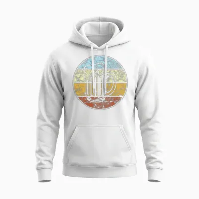 Beer Retro Unisex Hoodie - White