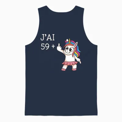 J'ai 59 Plus 1 Unicorn Funny Birthday Woman 60 Years T-Shirt, Black, Female X-Small Unisex Tank Top - Navy