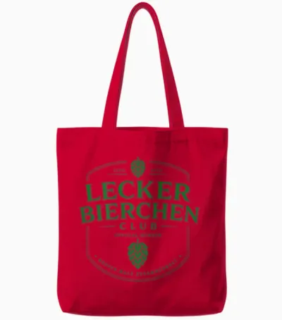 Lecker Bierchen Club (backprint) Tote Bags - Red