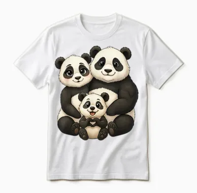 Panda Mit Familie | Süßer Pandabär Mit Panda Mama & Papa Unisex T-Shirt - White