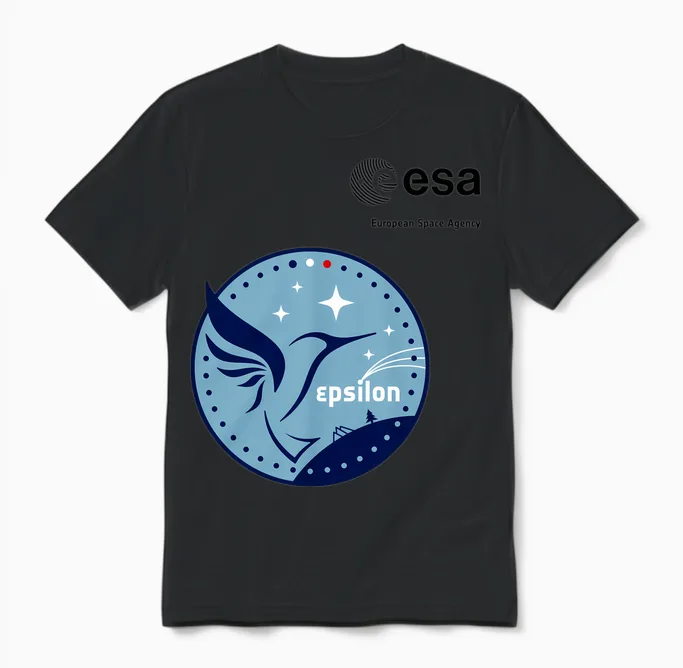 Esa European Space Agency Mission Epsilon Long Sleeve Patch Unisex T-Shirt in Black