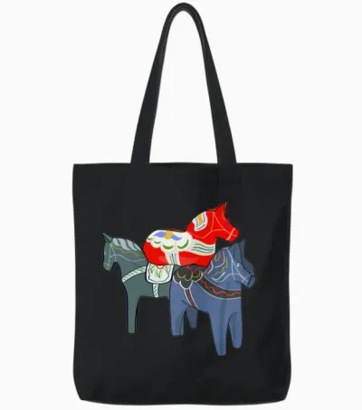 Dala Horses Tote Bags - Black