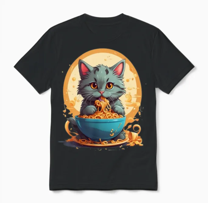 Hungry Cat Design Lovers Unisex T-Shirt in Black
