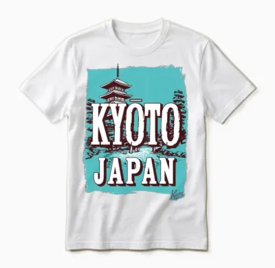 Kyoto Pagoda Retro Unisex T-Shirt - White
