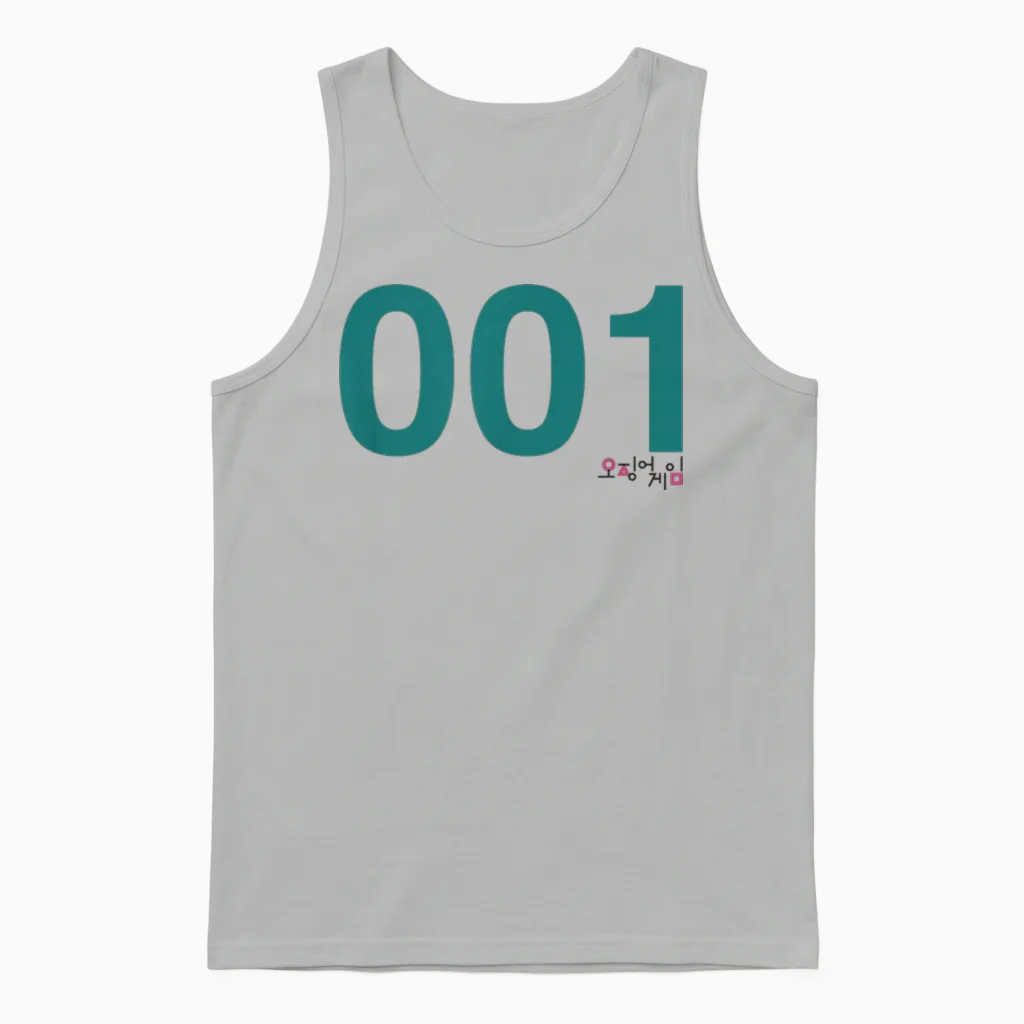 Squid Game Player 001 Costume Unisex Tank Top in Ash