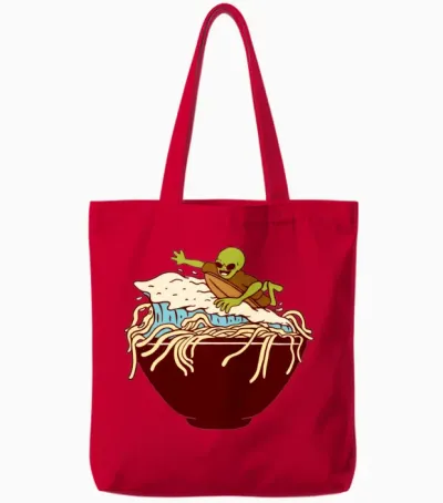 Ramen Wave Tote Bags - Red