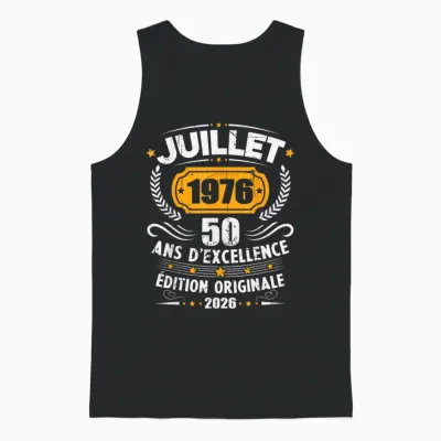 Vintage Juillet 1976 Cadeau Anniversaire 50 Ans Hommes Unisex Tank Top - Black