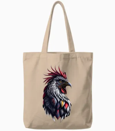 Beautiful Black Rooster Design. Cool Rooster Tote Bags - Natural
