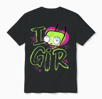 Invader Zim Valentine's Day I Love Gir T-Shirt Small Unisex T-Shirt - Black