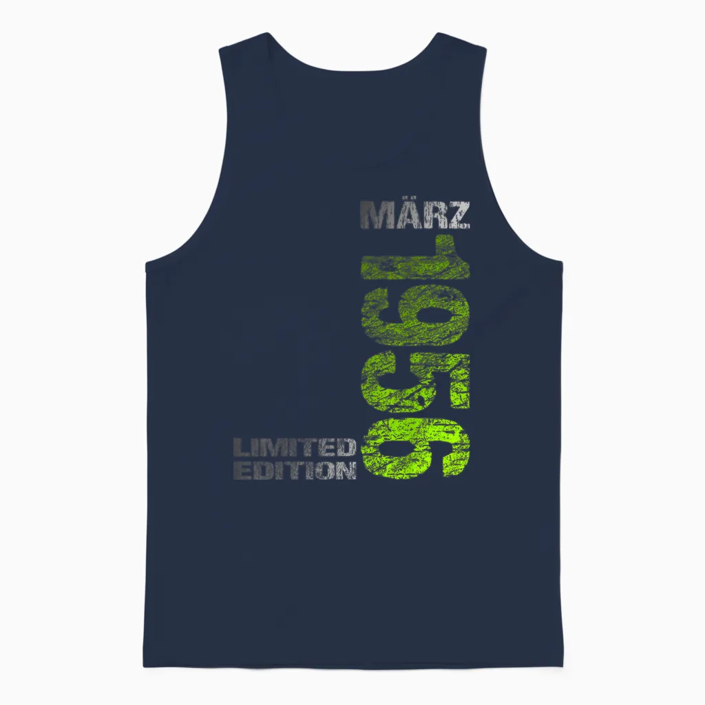 März 1956 Mann Frau 70. Geburtstag Limited Edition Unisex Tank Top in Navy