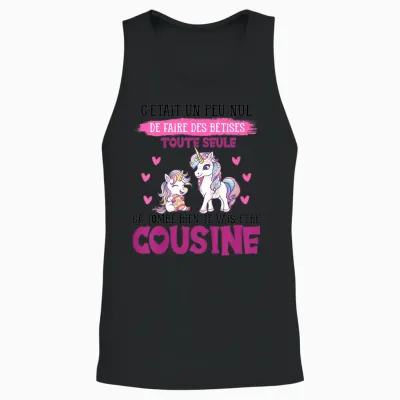 Child I Will Be Cousine Unicorn Announcement Future Cousine 2025 T-Shirt, White, 2 Unisex Tank Top - Black