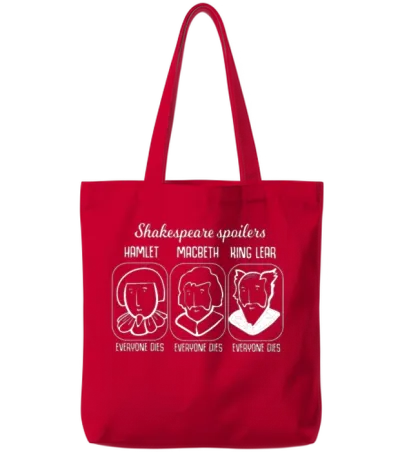 Shakespeare Quote Hamlet Spoiler Teacher Gift Tote Bags - Red