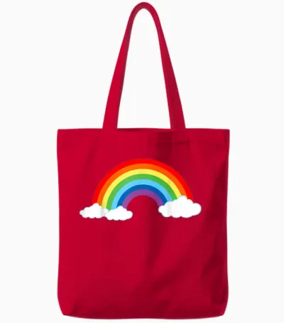 Rainbow with Colourful Women's Men's Children's Carnival T-Shirt, Black Tote Bags - Red