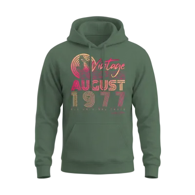 Retro 1977 in August Unisex Hoodie - Military Green