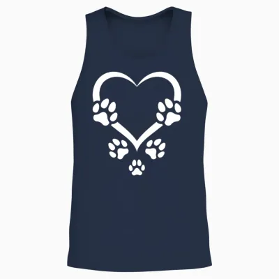 Dog Paw Heart Baby Dogs I Dog Paws Hearts Dog Paw Unisex Tank Top - Navy