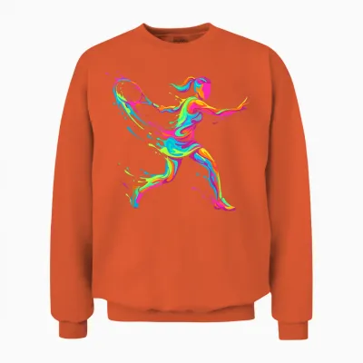 Tennis Player Woman Child and Girl Unisex Sweatshirt - Orange