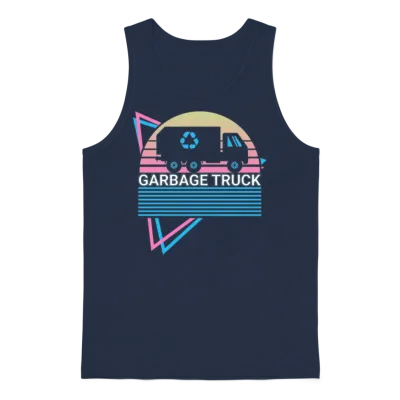 Garbage Truck Retro Unisex Tank Top - Navy