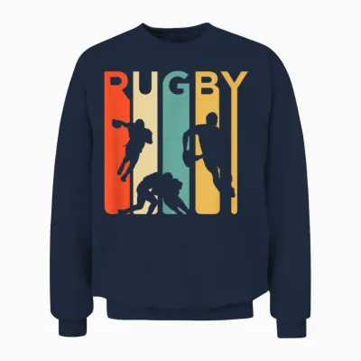 Vintage 1970's Style Rugby, Rugby Sports Gift Unisex Sweatshirt - Navy
