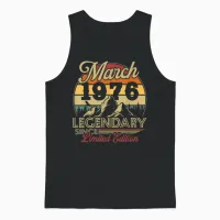Vintage 50th Birthday Gift for Born in March 1976 Unisex Tank Top in Black - 1