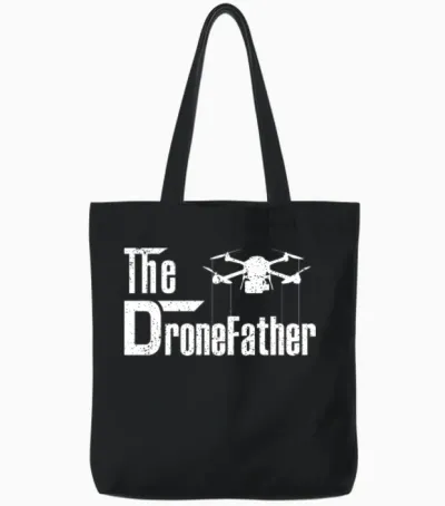 The Funny Quadfather Funny Drone Quadcopter Father Tote Bags - Black