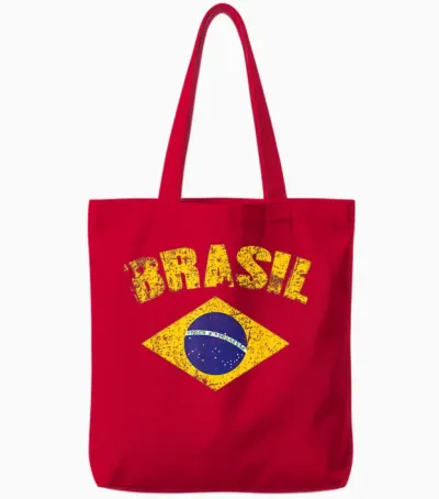 Brasilianische Nationalflagge Vintage Patriotischer Fußball Brasilien Tote Bags - Red