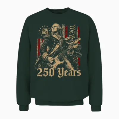 Vintage George Washington Playing Guitar 250 Years America Unisex Sweatshirt - Forest