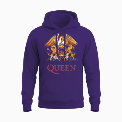 Official Queen Long Sleeve Classic Patch Unisex Hoodie - Purple