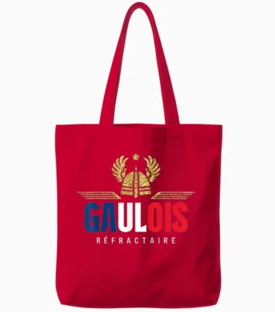 Gaul Refractory Patriot Humour Proud to Be French T-Shirt, Black, S Tote Bags - Red