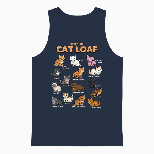 Types of Cat Loaf Cute Kitten Kawaii Cats, Cat Lover Unisex Tank Top - Navy