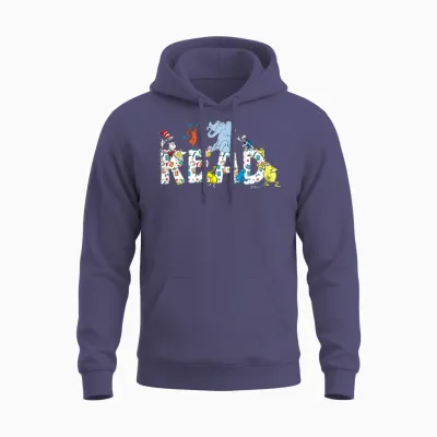 Dr. Seuss Characters Read Design for Youth and Adult Unisex Hoodie - Heather Sport Dark Navy