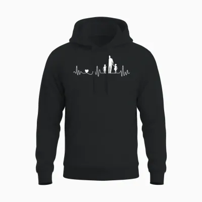 Vater Sohn Tochter Herzschlag Frequenz Für Papa Zum Vatertag Unisex Hoodie - Black