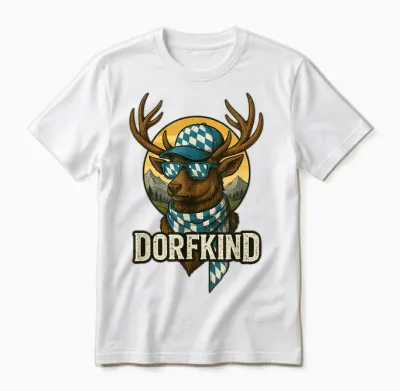 Dorfkind Bayern Herren Trachtenshirt Kinder Jungen Trachten Unisex T-Shirt - White