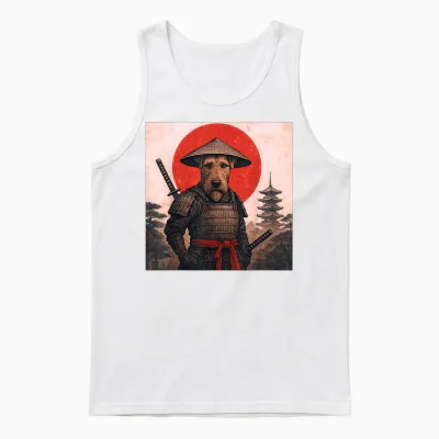Airedale Terrier Samurai Krieger Vintage Japanisch Ukiyo-E Unisex Tank Top - White