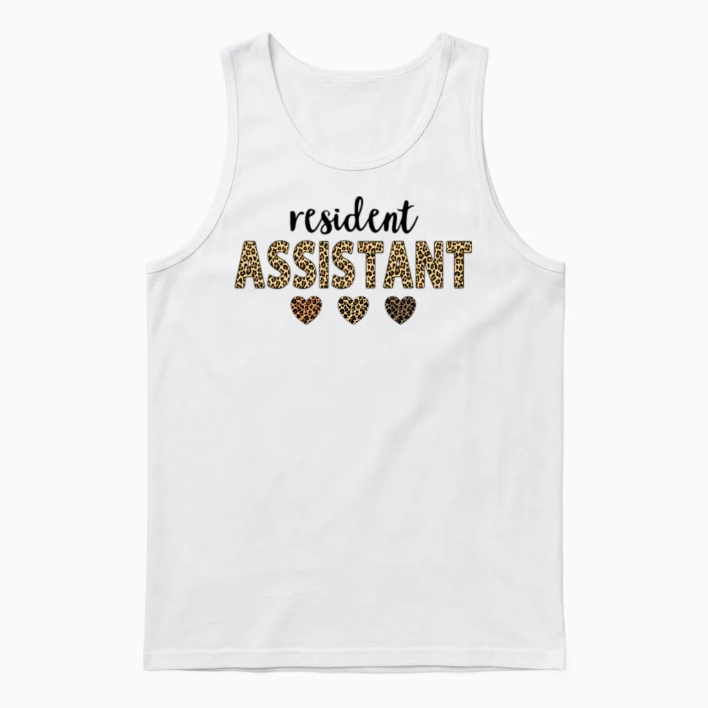 Resident Assistant Squad Funny Assistant Leopard Unisex Tank Top in White
