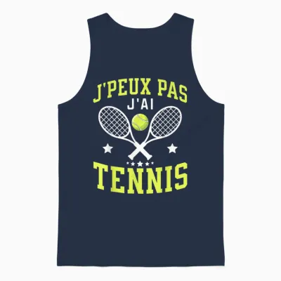J'peux Pas J'ai Tennis Idea Player Tennis Funny Gift T-Shirt, Black, S Unisex Tank Top - Navy